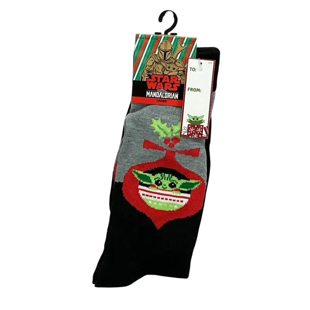 Disney Star Wars Christmas Crew Socks Mens Size 6.5 -12 Mandalorian Mickey Mouse